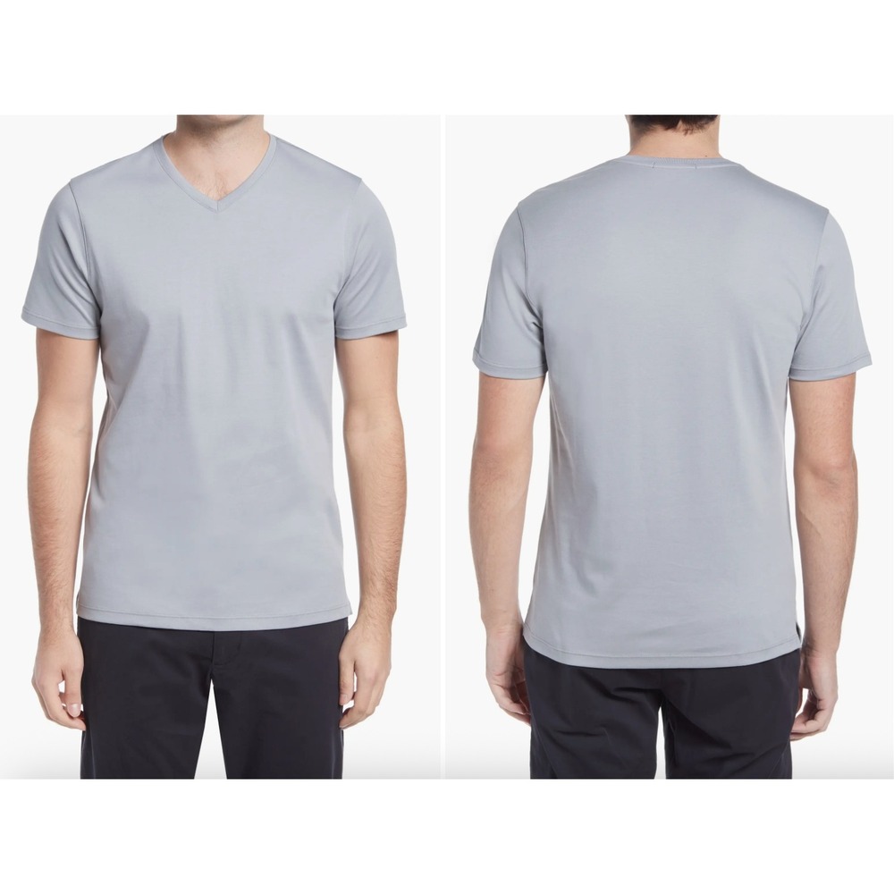 Robert Barakett Mens V Neck T Shirt Light Gray Size S Short Sleeve Casual Tee